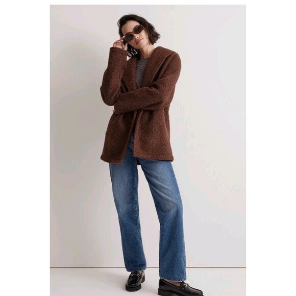 Madewell Pebbled Faux Shearling Shawl Collar Coat Women's Size Medium - Picture 12 of 15